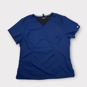 Elle Simply Polished Female Mock Wrap Medical Scrub Top EL620 Navy